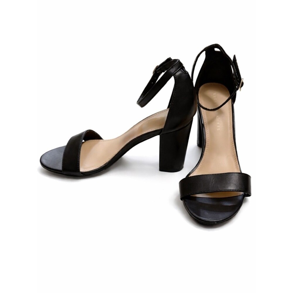 Kelly & Katie Black Open Toe Block Heel Womens Size 8.5 Minimalist Ankle Strap